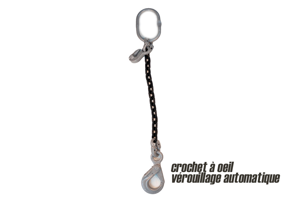 elingue chaine 1 brin crochet à oeil à verrouillage automatique texte