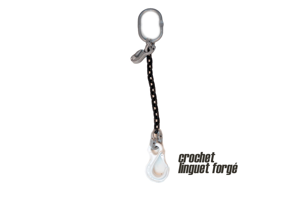 elingue chaine 1 brin crochet linguet forgé texte