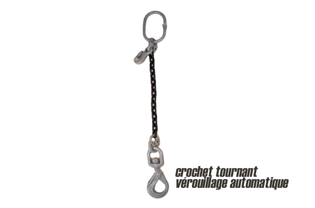 elingue chaine 1 brin crochet tournant verouillage automatique texte